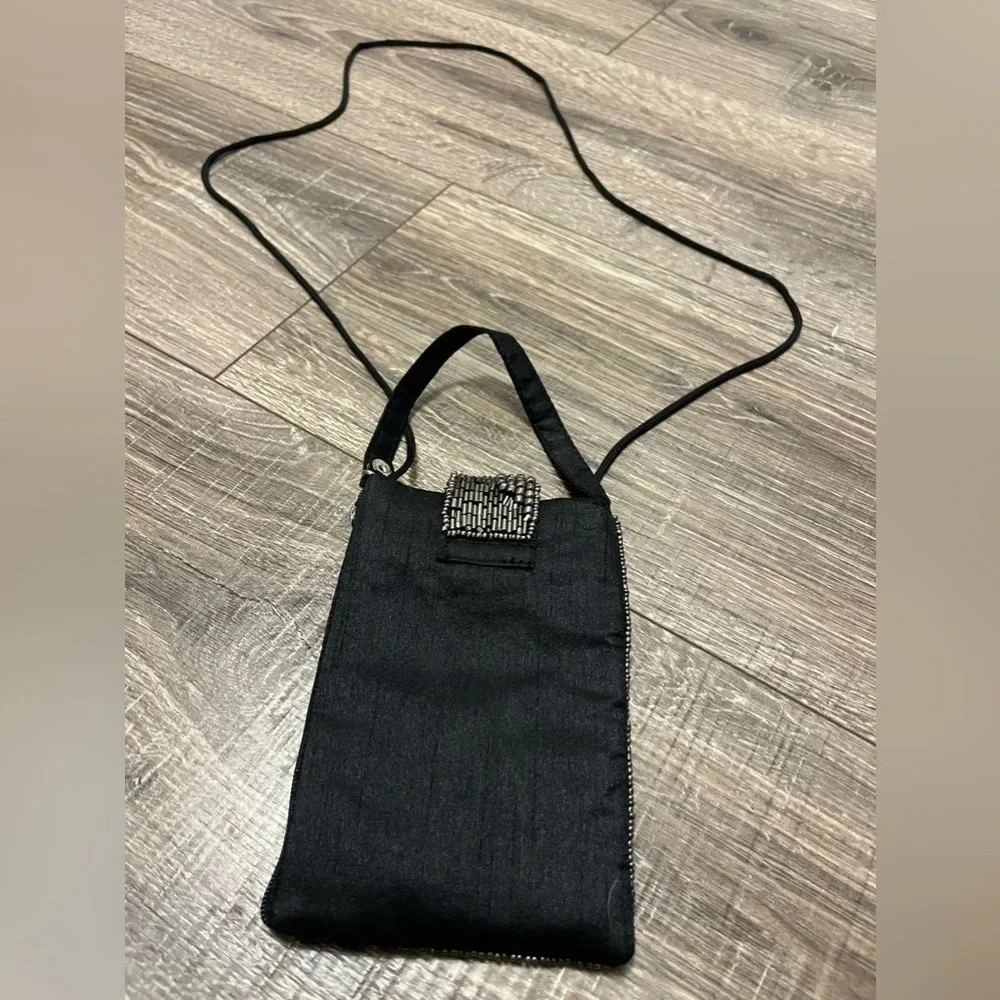 Black Beaded Phone Case Wallet Purse